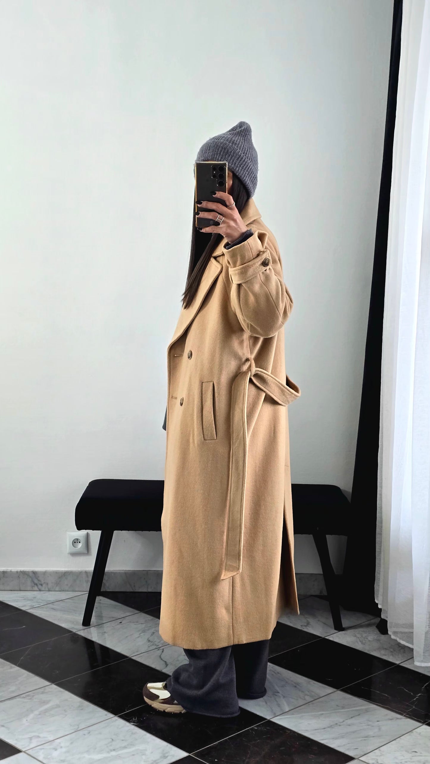 Manteau Long Ceinturé – Camel
