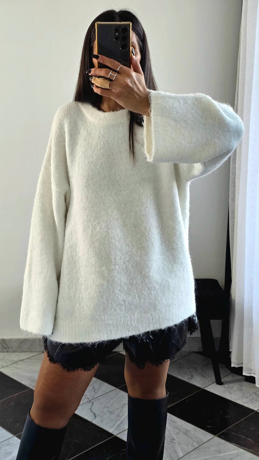 Pull Oversize Ultra-Doux – Blanc Neige