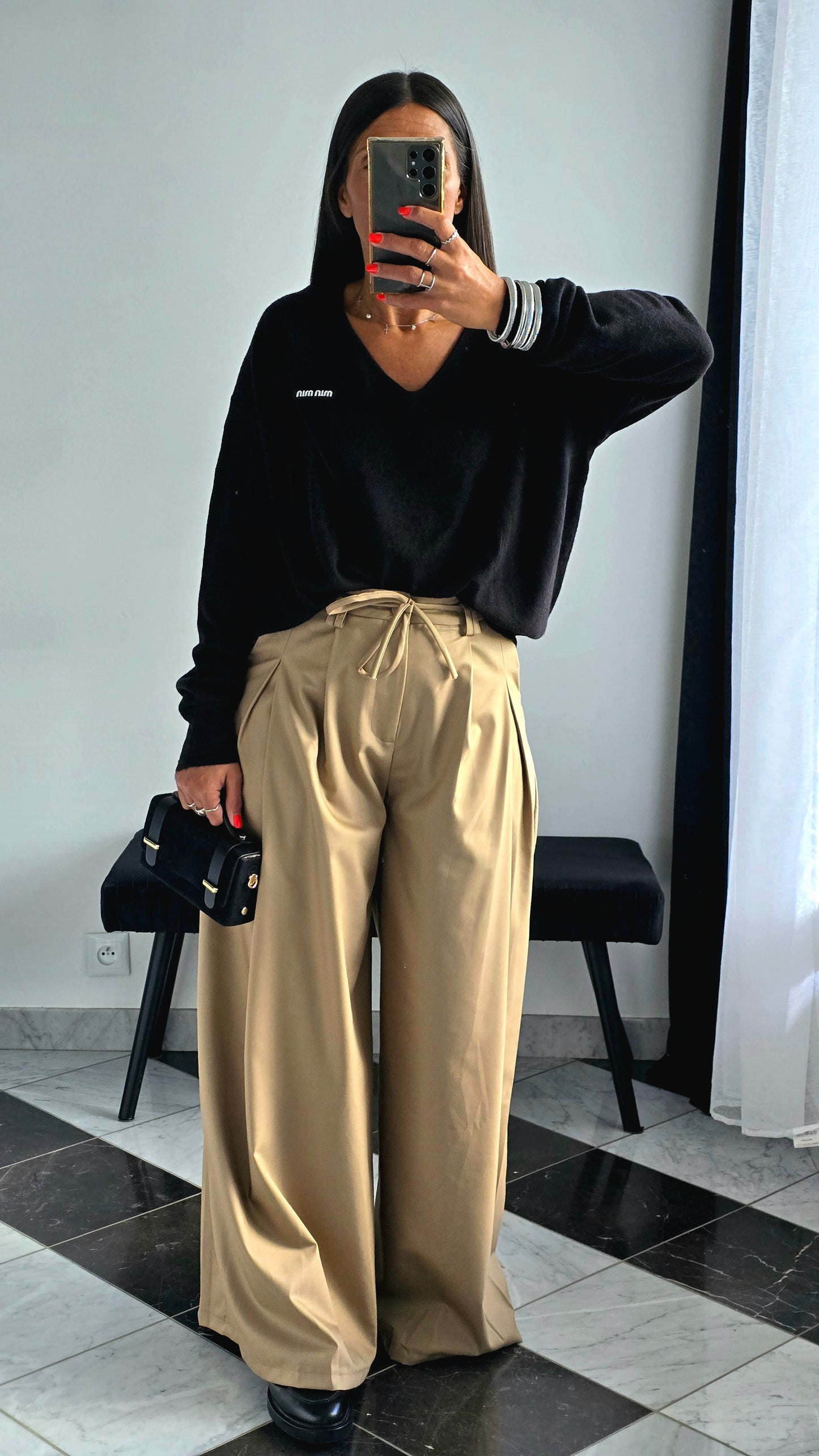 Pantalon Palazzo Beige