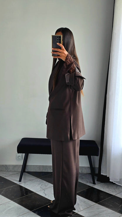 Blazer Croisé Oversize – Chocolat Profond