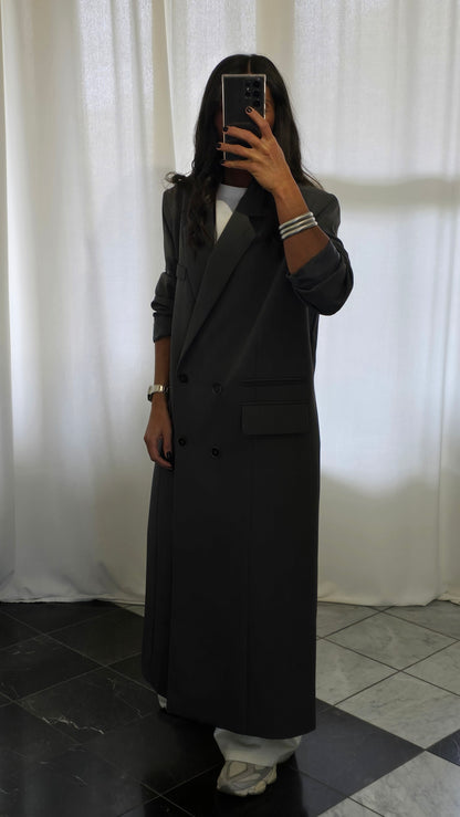 Blazer Long Zara Gris