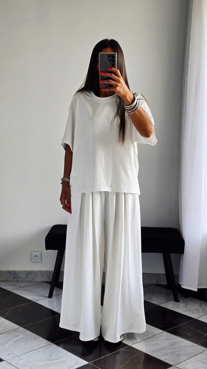 T-shirt oversize Blanc cassé en 100 % coton – Maille jersey