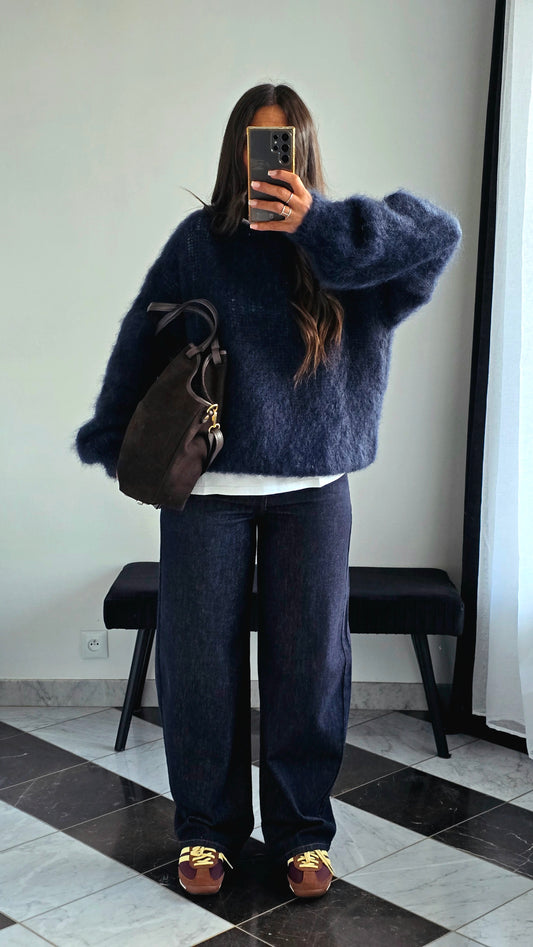 Pull Oversize Kid Mohair – Bleu Nuit