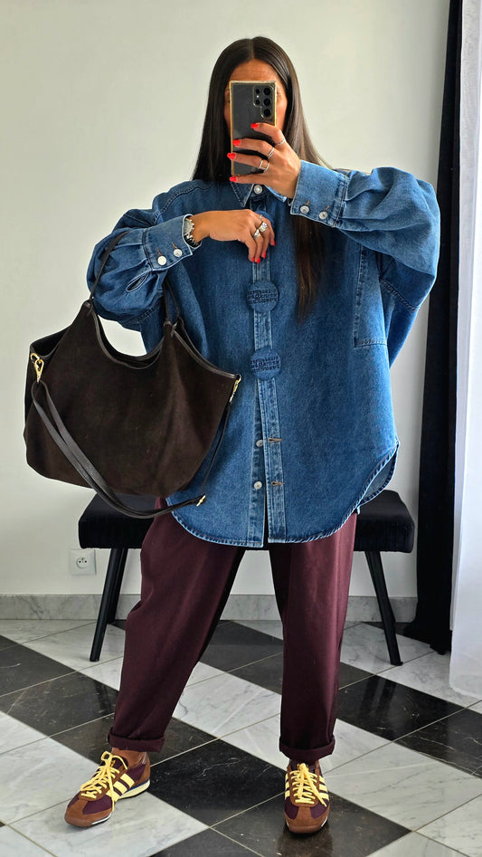 Sac cabas souple en cuir – Chocolat