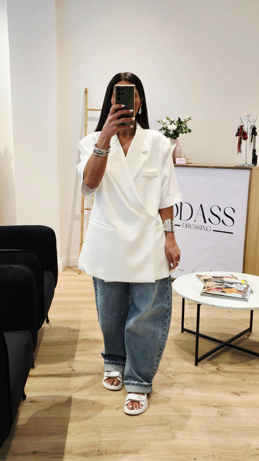 Blazer manches courtes structuré – Blanc