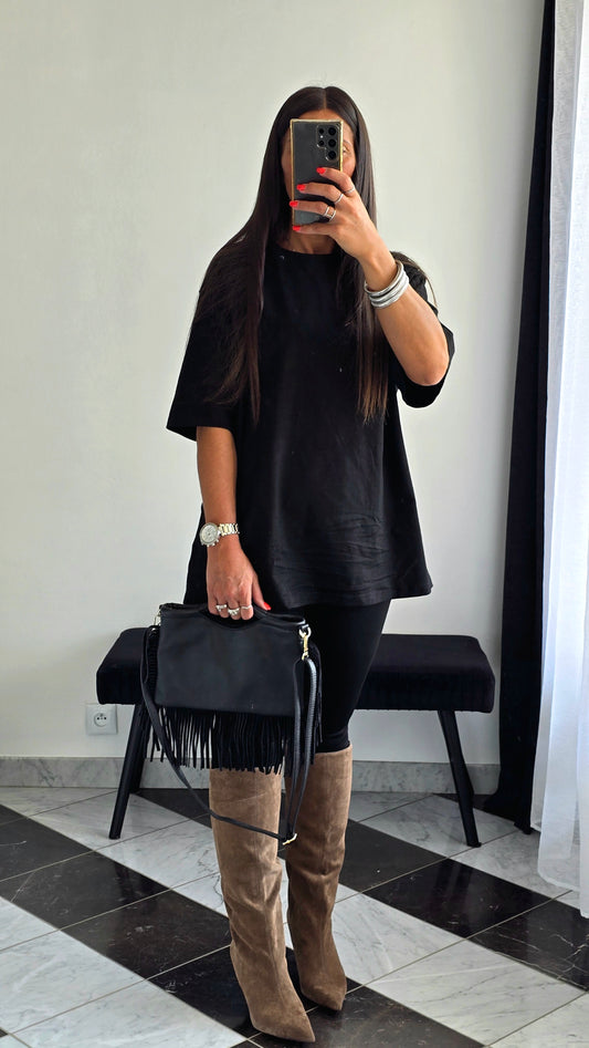 T-shirt Oversize Noir – 100% Coton