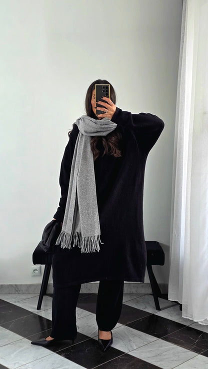 Écharpe Premium Cachemire & Laine – Gris Clair