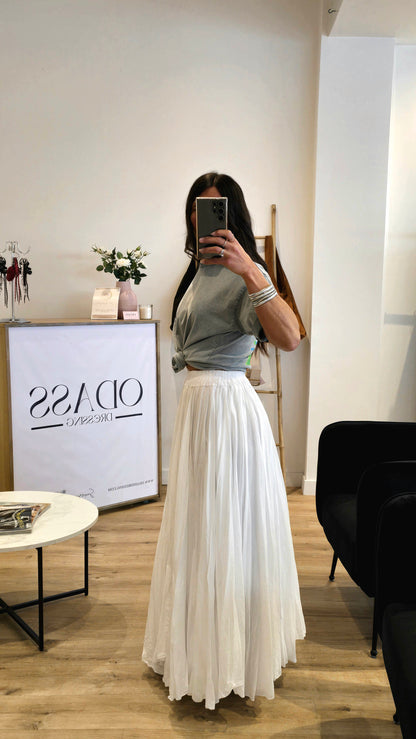 Jupe Longue Blanche 100% Coton – Fabriquée En Italie