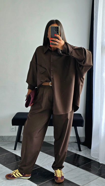 Pantalon Carotte Chic – Chocolat