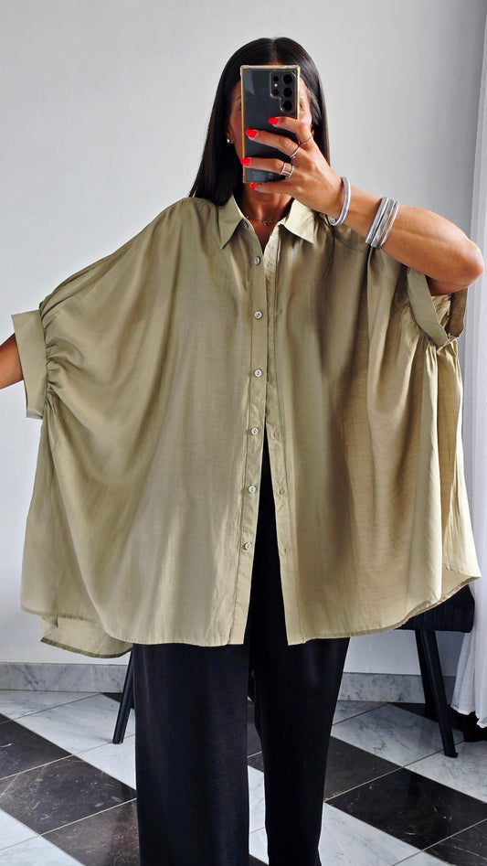 Chemise oversize fluide Kaki clair