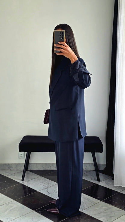 Blazer Croisé Oversize – Bleu Marine Profond