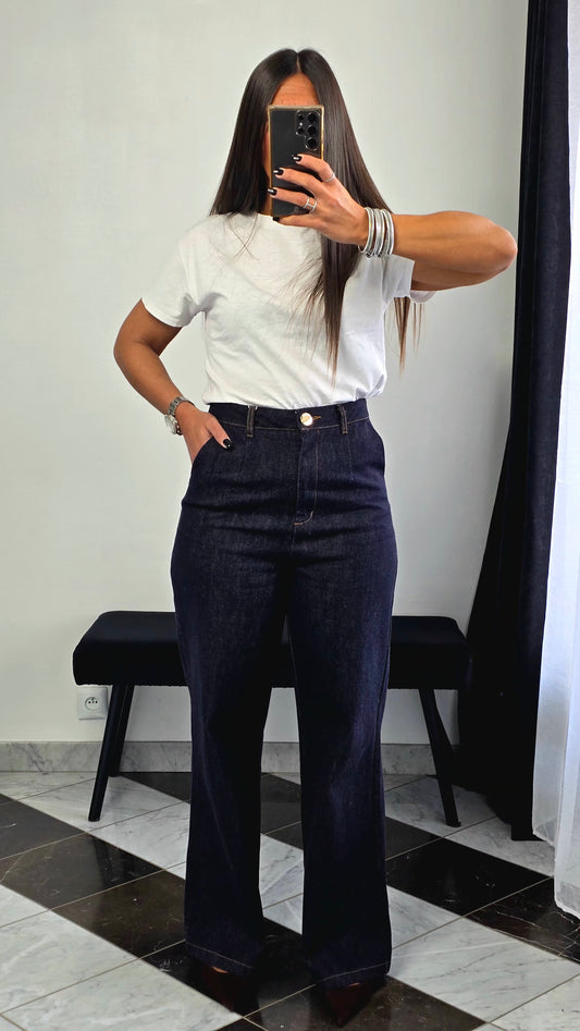 Jean Taille Haute Droit – Denim Brut