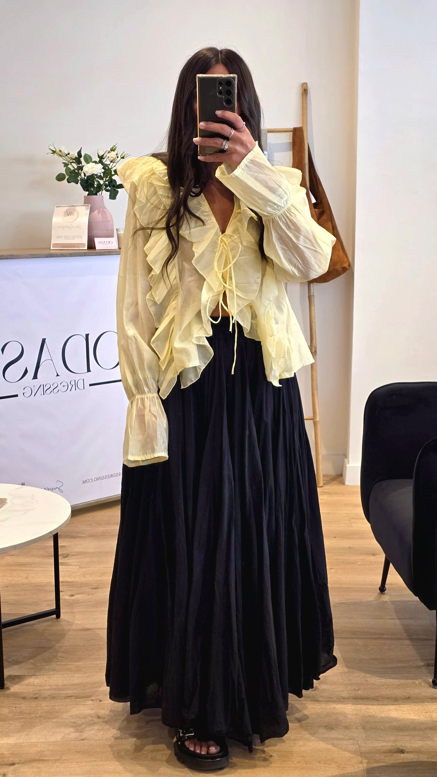 Jupe Longue Noire 100% Coton – Fabriquée En Italie