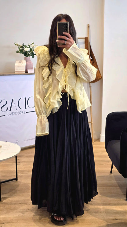 Jupe Longue Noire 100% Coton – Fabriquée En Italie