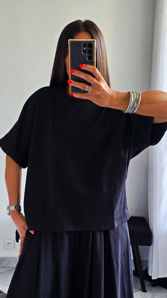 T-shirt oversize Noir en 100 % coton – Maille jersey