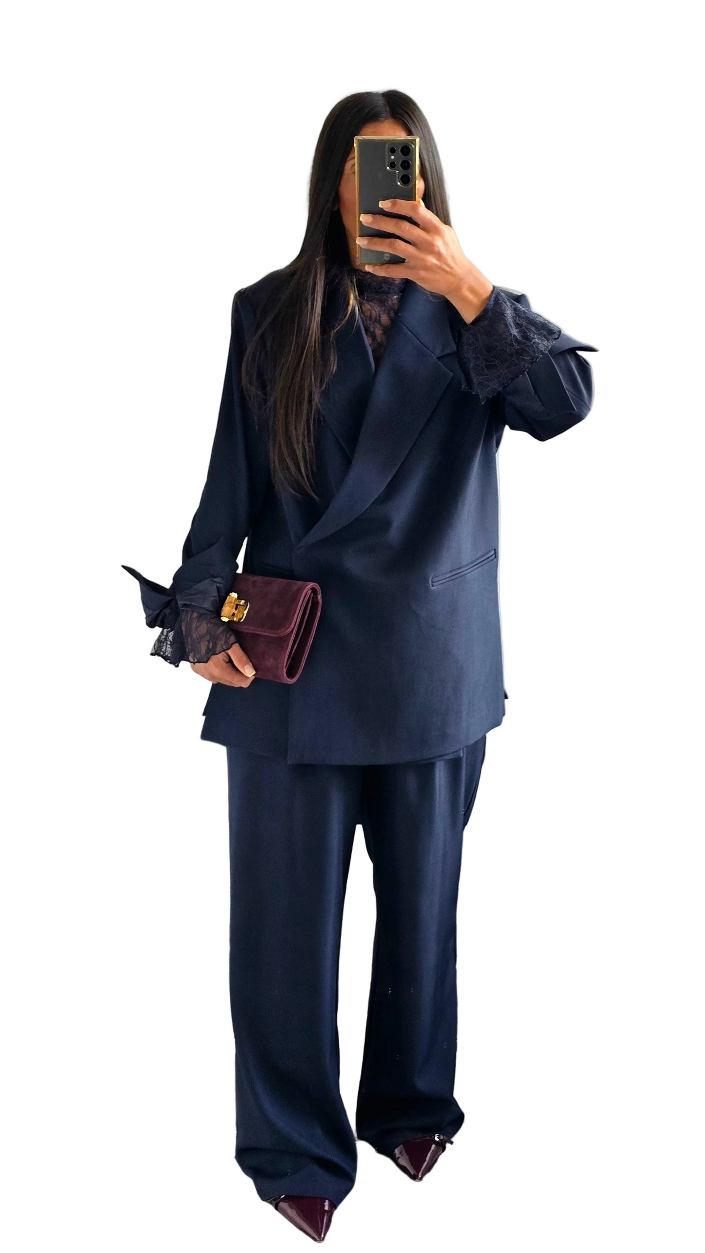 Blazer Croisé Oversize – Bleu Marine Profond