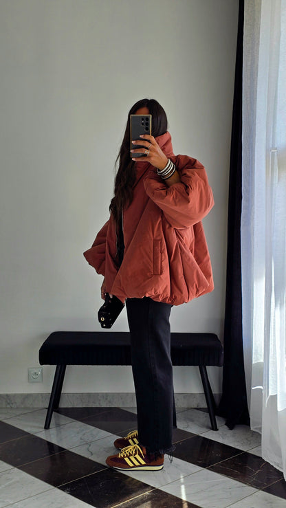 Manteau Oversize Cocooning Terracotta – Manches Ballon