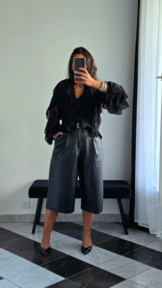 Bermuda Simili Cuir Noir