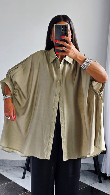 Chemise oversize fluide Kaki clair