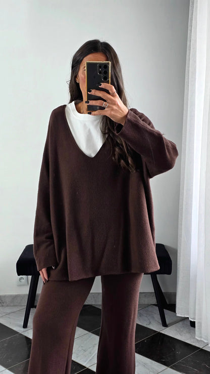 Ensemble Maille – Pull & Pantalon Chocolat