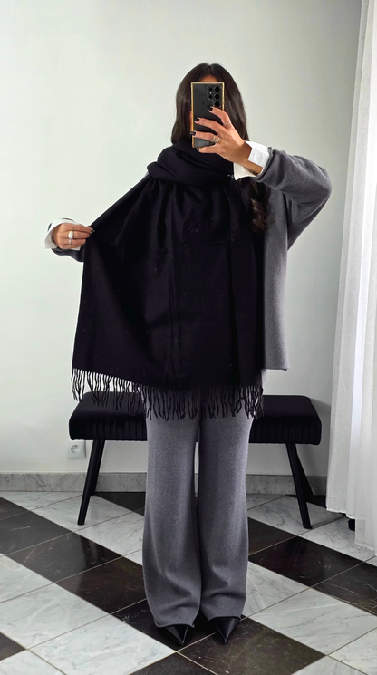 Écharpe Premium Cachemire & Laine – Noir