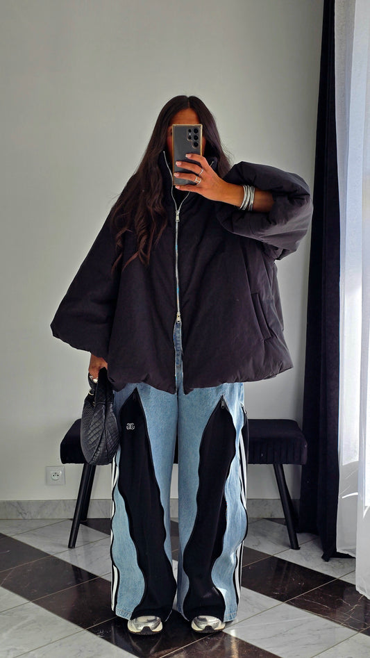 Manteau Oversize Cocooning Noir – Manches Ballon