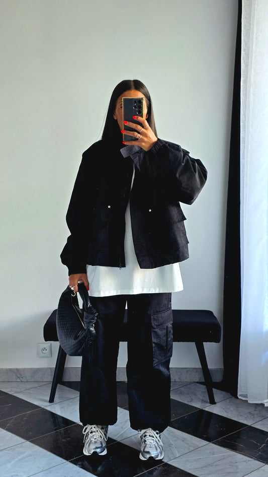 Veste Cargo Noire – Esprit Urbain