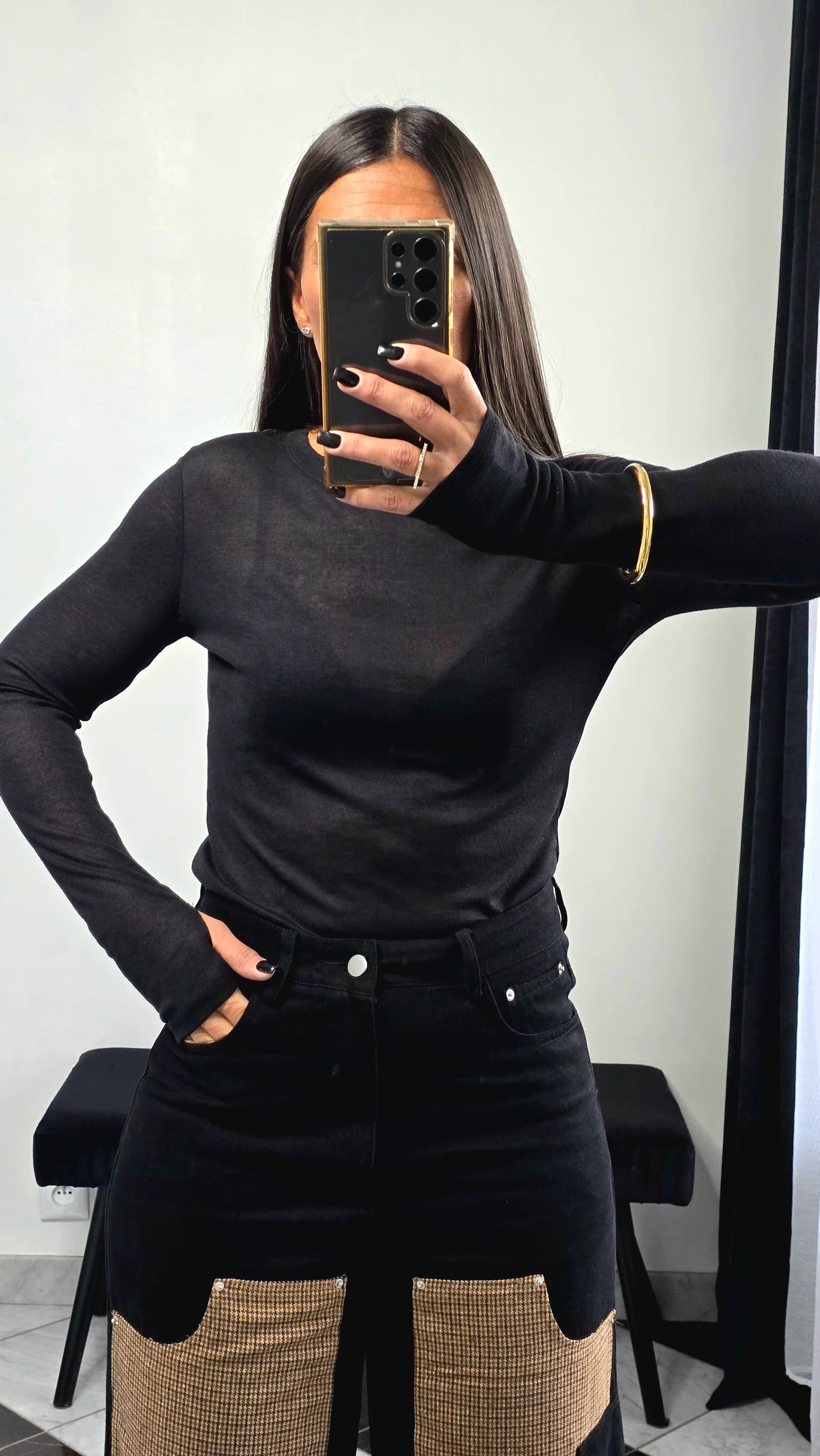 T-shirt Fin Manches Longues – Noir