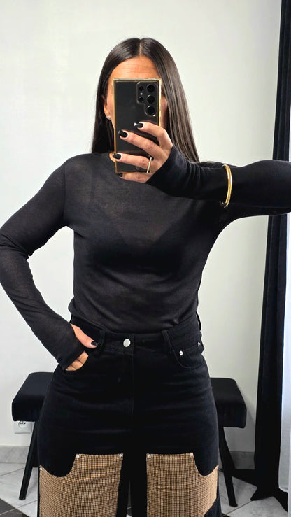 T-shirt Fin Manches Longues – Noir