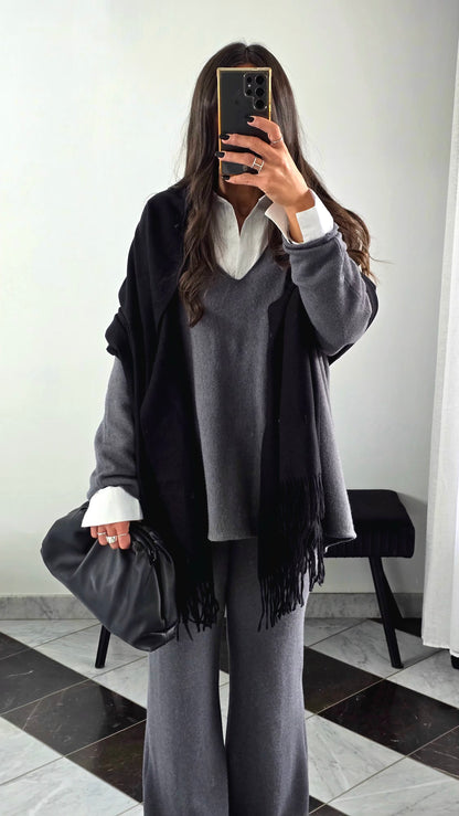 Écharpe Premium Cachemire & Laine – Noir