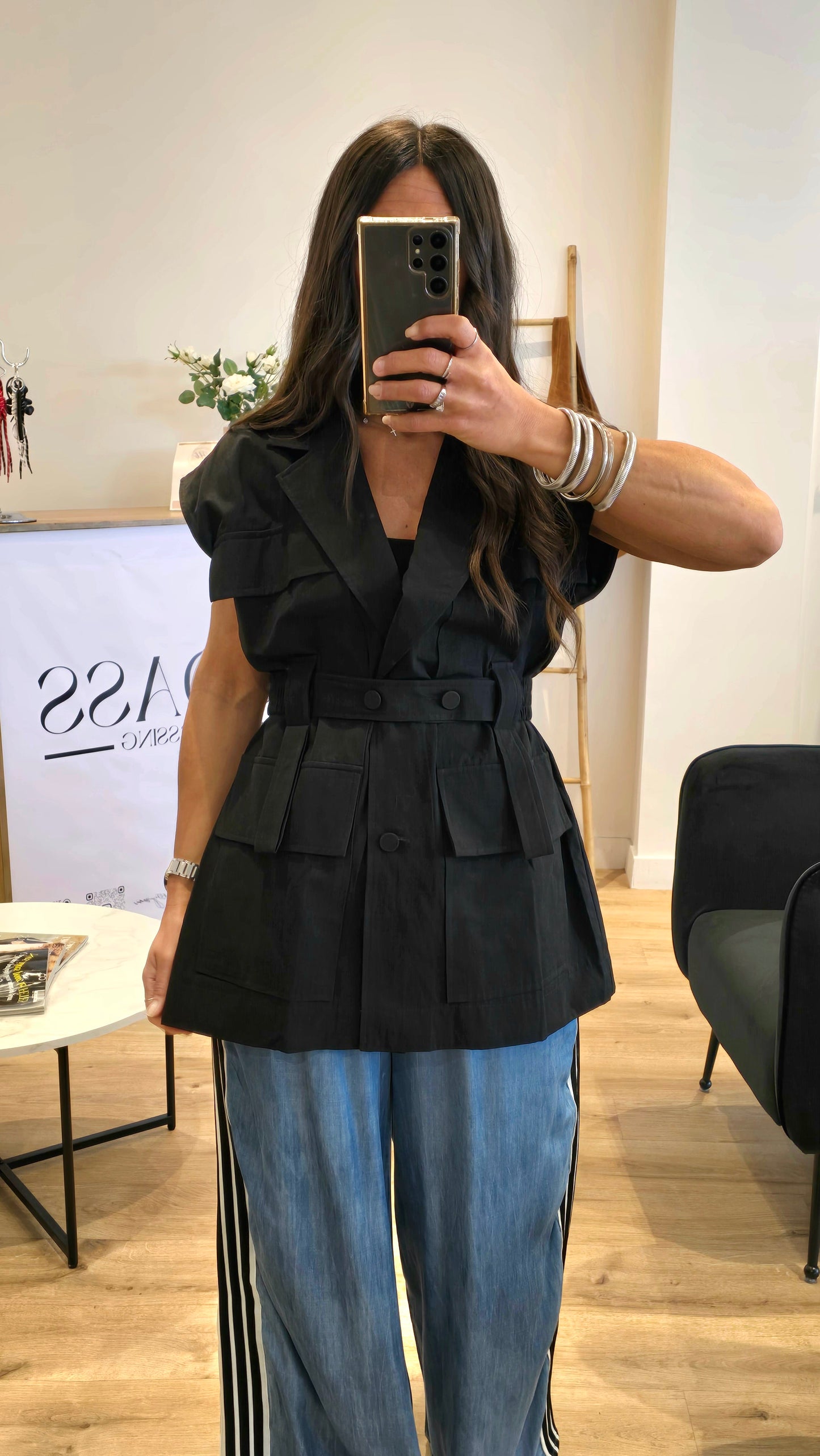 Veste Saharienne Sans Manches – Noir
