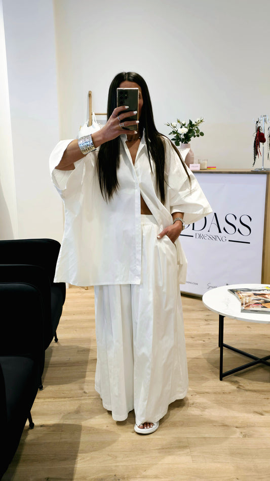 Ensemble Oversize Chemise + Pantalon Palazzo – 100% Coton