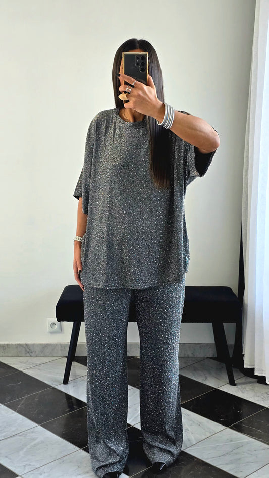 Ensemble Pailleté Argent – Confort & Stretch