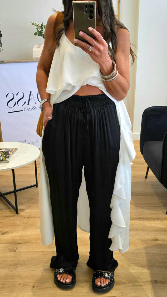 Pantalon Fluide En 100% Viscose Noir – Made In Italy