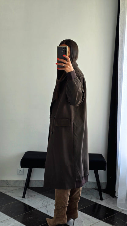 Manteau Long Esprit Blazer Bombers – Chocolat