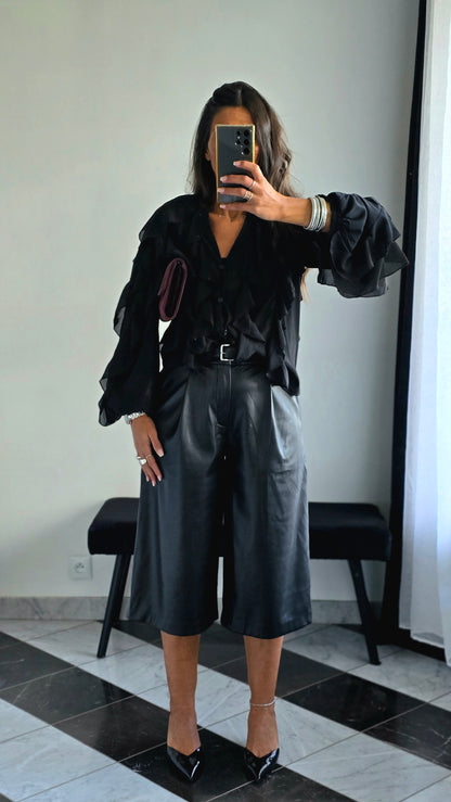 Bermuda Simili Cuir Noir