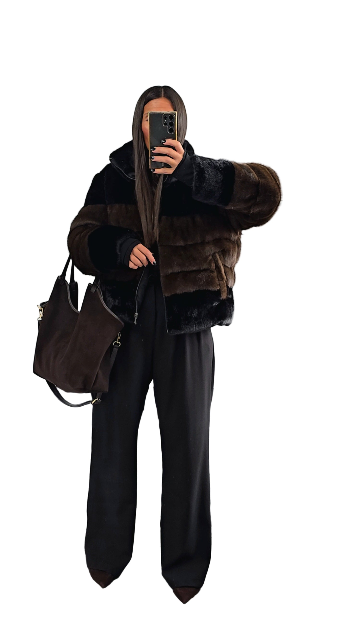 Manteau Effet Doudoune Bi-Color – Col Montant & Finition Luxe