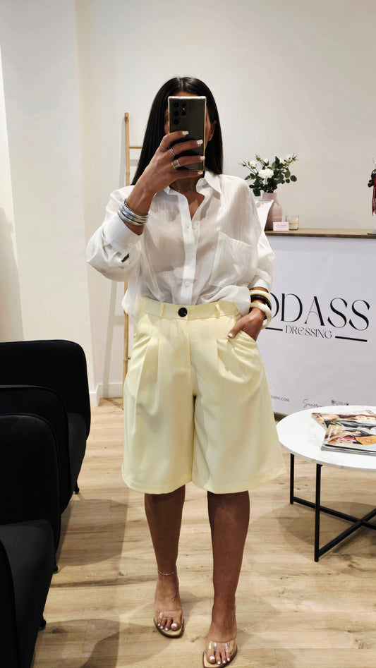 Bermuda taille haute – Jaune pastel ⚠️ PRÉCOMMANDE jusqu'au Dimanche 22/06 et expédition à compter du 30/06 (peut-être avant)
