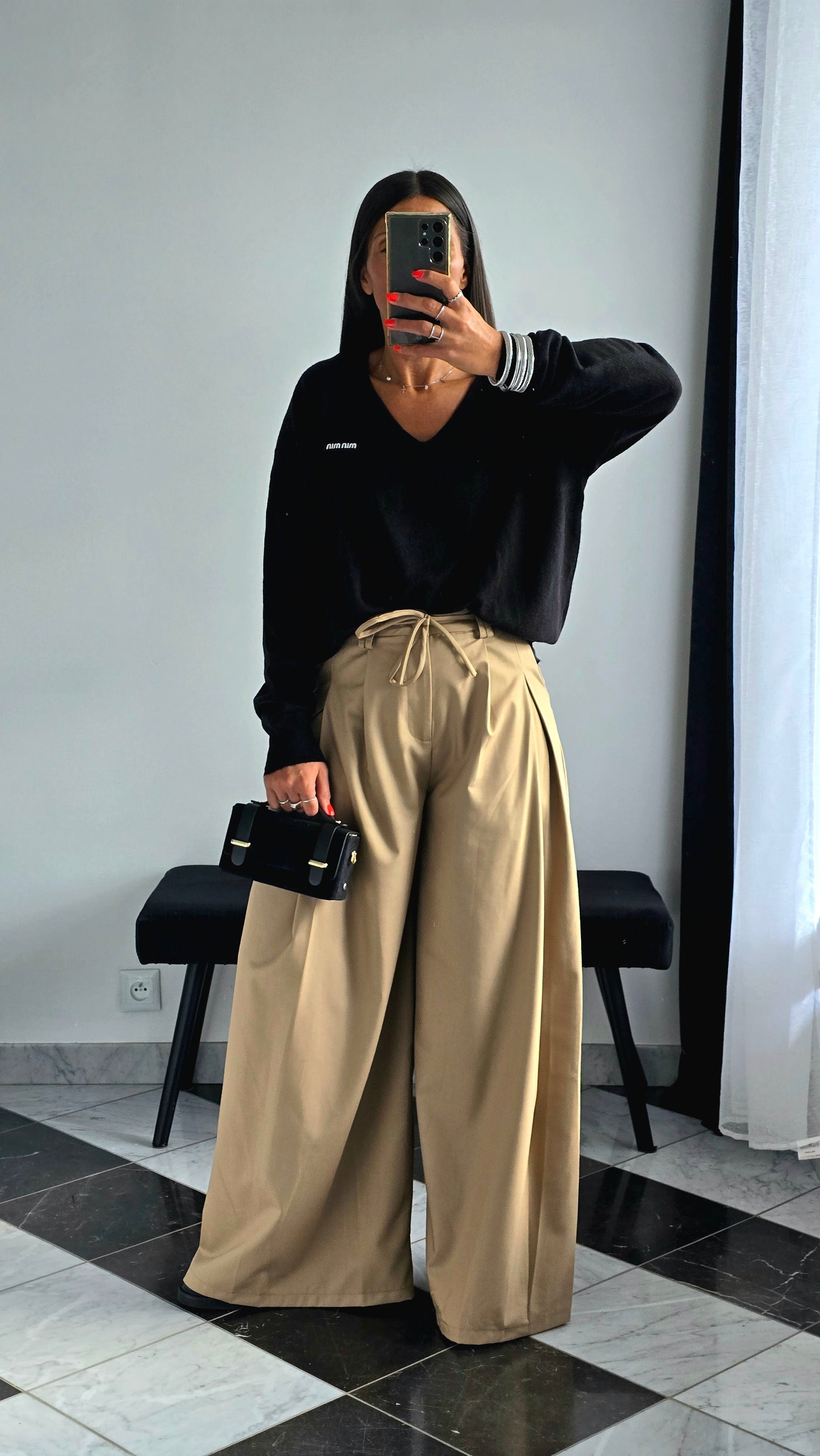 Pantalon Palazzo Beige