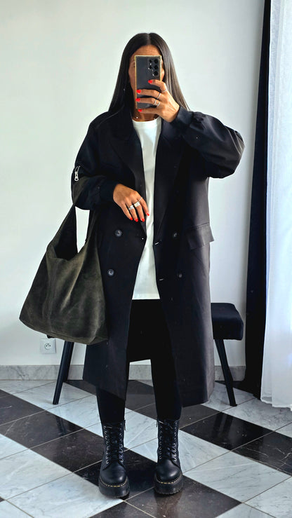 👜 Sac Hobo en cuir de vachette suédé – Kaki
