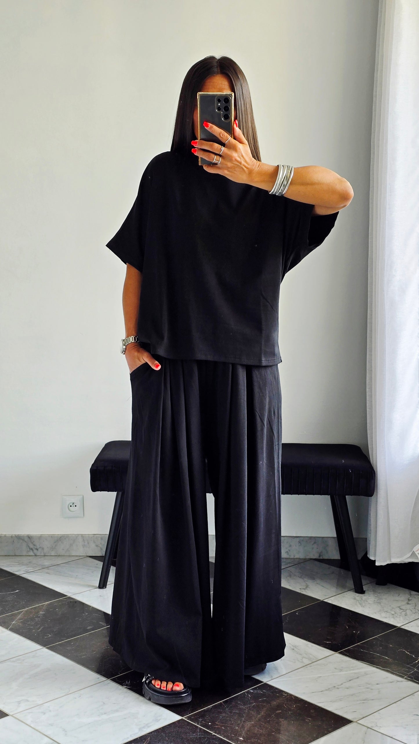 T-shirt oversize Noir en 100 % coton – Maille jersey