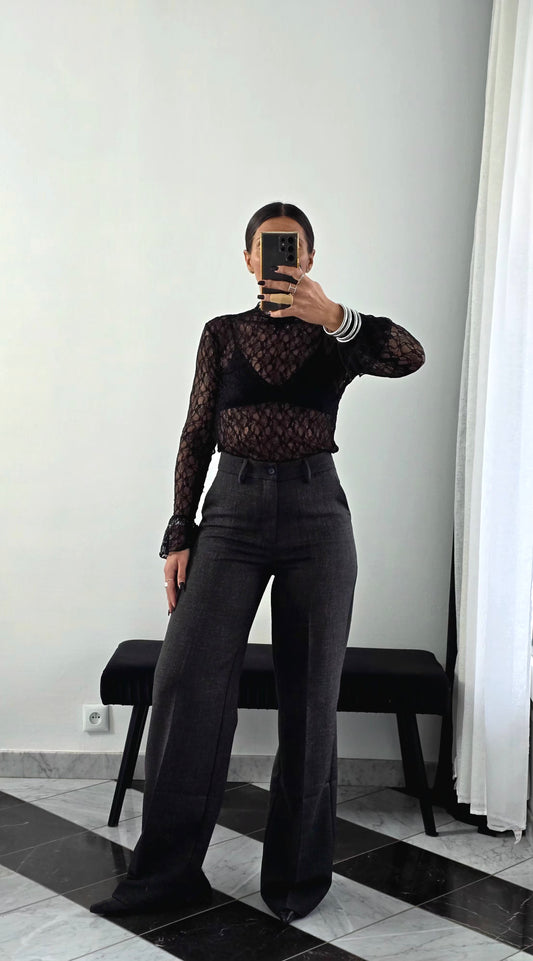 Pantalon Tailoring Droit – Gris Anthracite Chiné