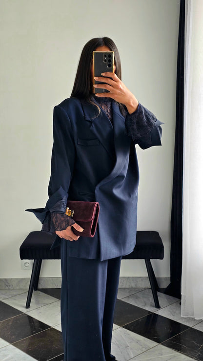 Blazer Croisé Oversize – Bleu Marine Profond