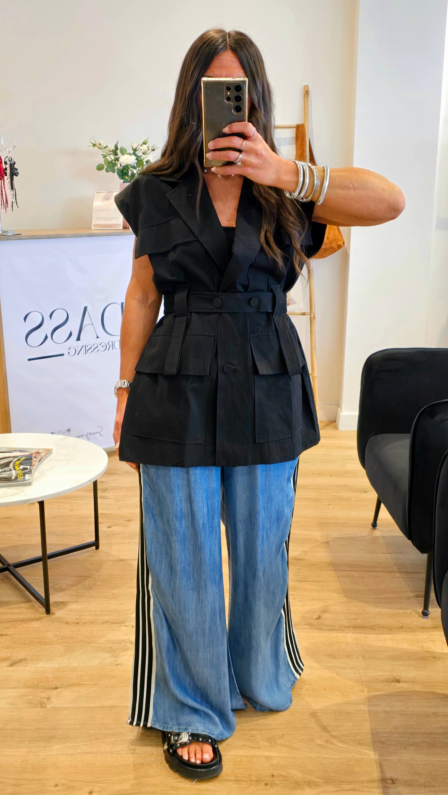 Veste Saharienne Sans Manches – Noir