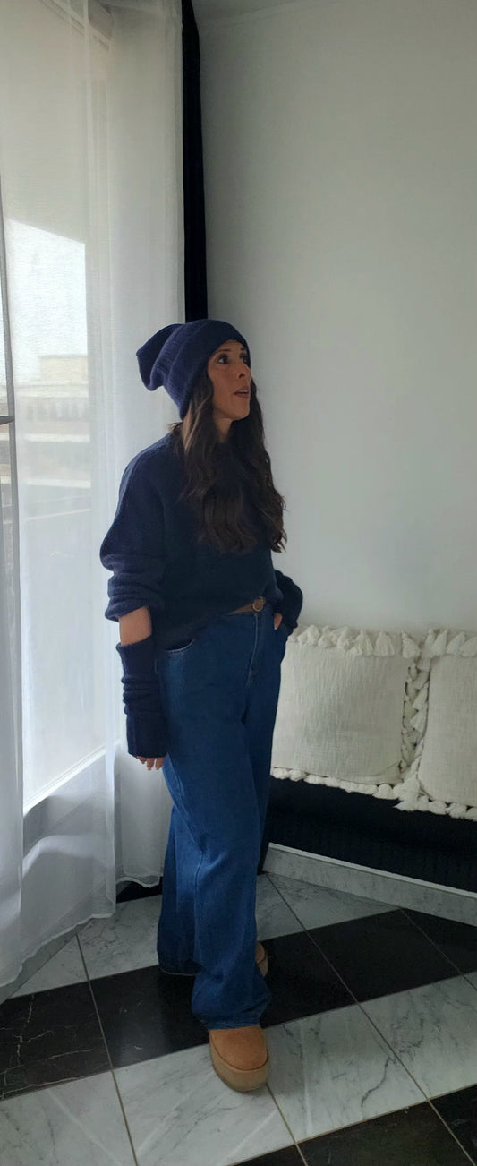 Bonnet Baby Alpaga Bleu Marine