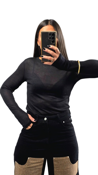 T-shirt Fin Manches Longues – Noir