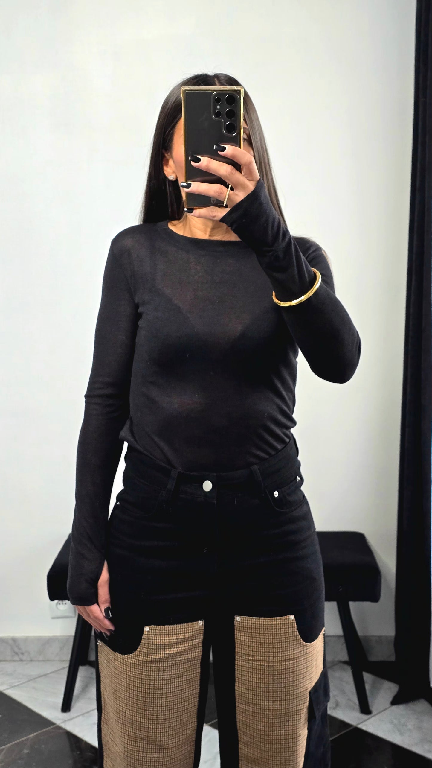 T-shirt Fin Manches Longues – Noir