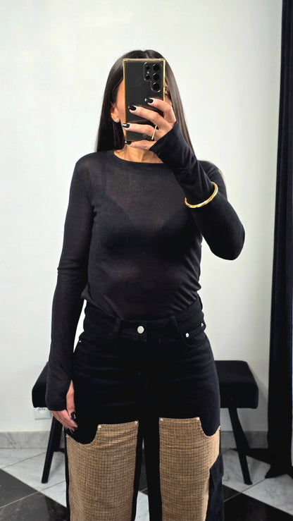 T-shirt Fin Manches Longues – Noir