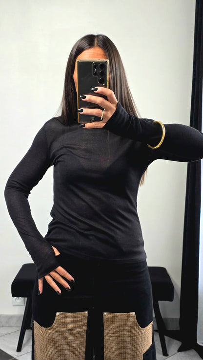 T-shirt Fin Manches Longues – Noir