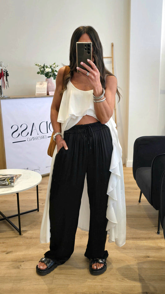 Pantalon Fluide En 100% Viscose Noir – Made In Italy